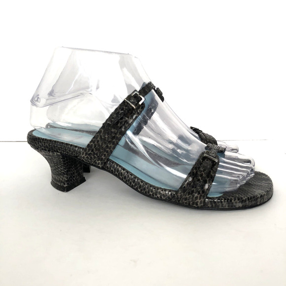 THIERRY RABOTIN Kitten Heel Shoes Sz 36.5 / 6.5 Snake Adjustable Straps Italy - Picture 3 of 14